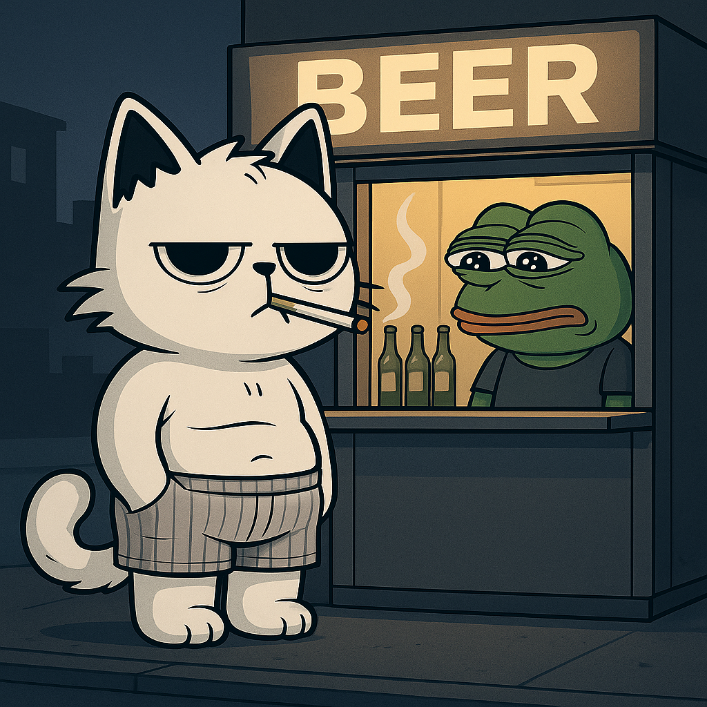 Boomer Cat at the beer kiosk